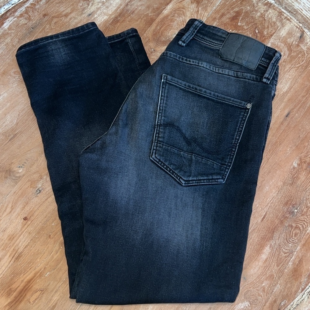 JACK JONES Jean Intelligence Black Denim Button‎ Down Jeans, Size 34 x 32